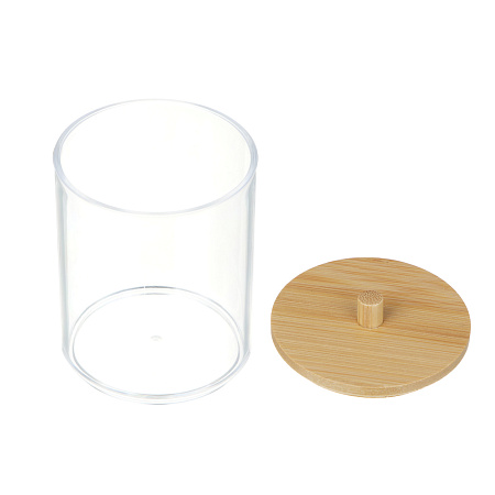 Органайзер косметический с бамбуковой крышкой тм ЮНИLOOK, PS, бамбук 8,5x7см, ВЗ24-24