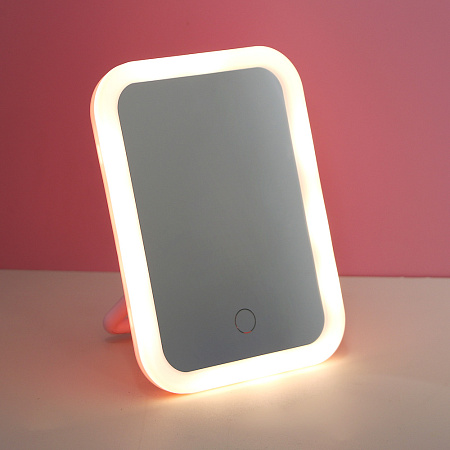 Зеркало настольное тм ЮL.  Аженто с LED подсветкой, полипропилен, стекло, 19,5х14,3см, 2 цвета