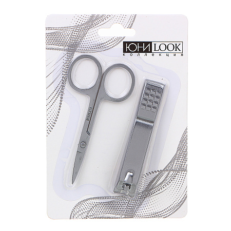 ЮНИLOOK Набор маникюрный 2 предмета: ножницы 8,8см, книпсер 8см, сталь