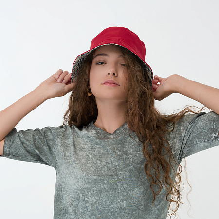 GALANTE Панама с цветным подкладом, р.56-58, 100% полиэстер, красный, ВЛ25-09, #2