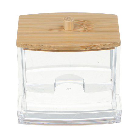 Органайзер для ватных палочек с бамбуковой крышкой ЮНИLOOK, PS, бамбук,  9х7,9х7см,  ВЗ24-28