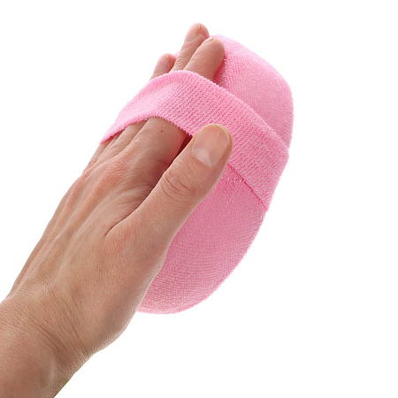 ЮL Мочалка банная объемная овальная на поролоне, рами, хлопок, 14,5х11х4,5см, 3 цвета, МЭ24-01