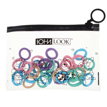 Резинки для волос ЮНИLOOK 40шт, d2см, полиэстер, 5 цветов, ACS-89