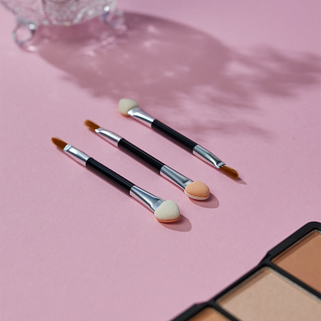 Аппликатор двухсторонний со спонжем и кистью 10 шт тм ЮНИLOOK , пластик, латекс, ворс нейлон, 7,5см