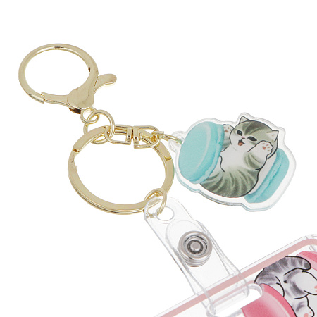 Чехол брелок для пропуска тм ЮL Lovely Kitten с шармом, пластик, металл, 10,5х6,5см, 4 дизайна