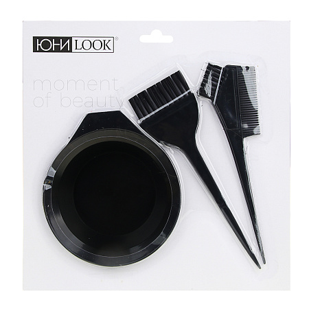 Набор для окрашивания волос ЮНИLOOK (миска 250мл, 2 кисти 20/19,5см) полимер