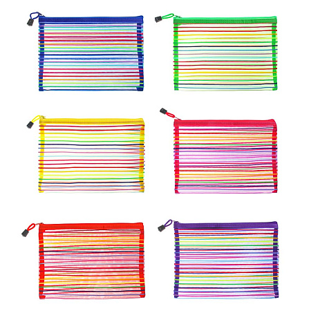 Конверт универсальный тм ЮL "Мультиколор" ф А4 на молнии 33,5х24см, полиэстер сетка, 6 цветов