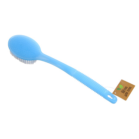 ЮL Щетка для тела с искусств. щетиной на пластиковой ручке, 34см, 3 цвета