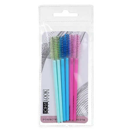 Набор щеточек для ресниц 6 шт тм ЮНИLOOK, 9,6см, 3 цвета
