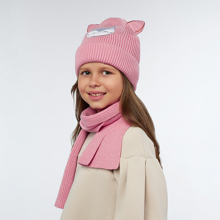 GALANTE Комплект детский 2 пр: шапка р 52-54 и шарф 110х15см, 3 цвета, СЗШ-5