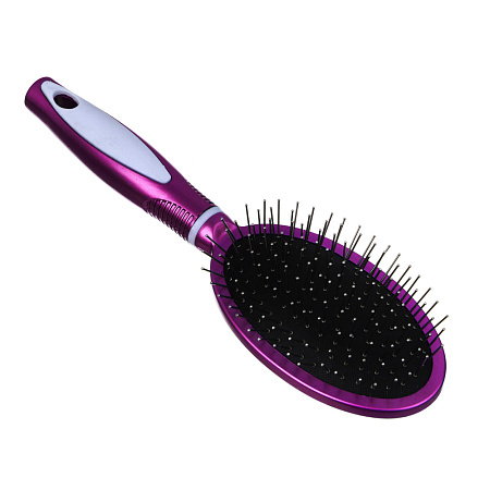 Расческа массажная тм ЮНИLOOK, с металл.зубчиками, пластик, 24,2х7см, 4 цвета