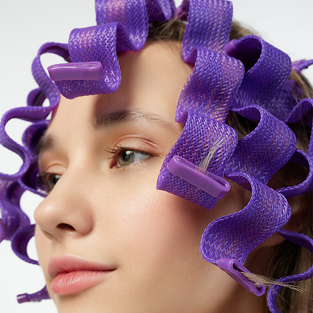 BERIOTTI Бигуди-волны с крючком для укладки волос, 25х3см, пластик, нейлон, 12шт, фиолетовый