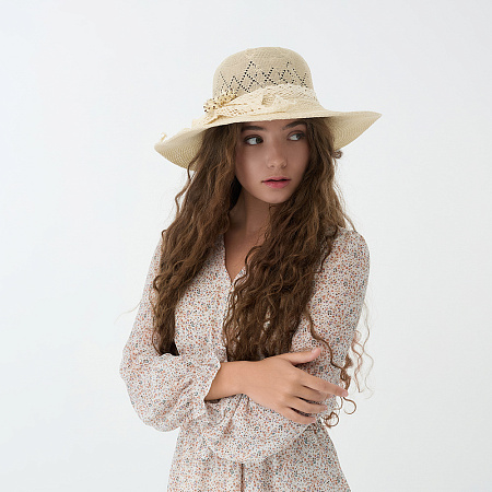 GALANTE Шляпа женская, р.58, 100% полиэстер, бежевый, ВЛ25-23