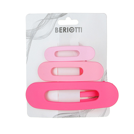 BERIOTTI Набор зажимов для волос 3шт, пластик, 3 размера: 6см/8см/11см, 6 цветов