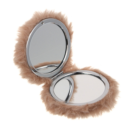 ЮНИLOOK Фурри Зеркало карманное, полиэстер, пластик АБС, стекло, диаметр 7,2см, 3 цвета