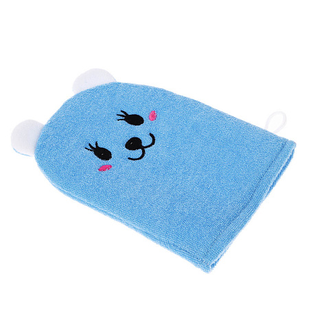 ЮL Мочалка рукавичка для ванны и душа в виде зверюшек, полиэстер, 18х13см, 3 дизайна, МС24-08