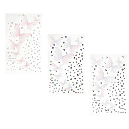 Наклейки и стразы для лица и тела тм ЮНИLOOK ,8х12 см, акрил, полиэстер, 3 дизайна,  ВЗ24-44