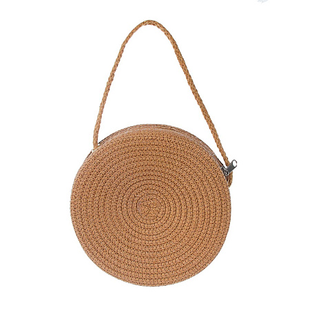 Сумка плетенная круглая на длинном ремне, тм ЮL, 16x5,5см, папирус, полиэстер, 3 цвета