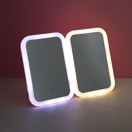 Зеркало настольное тм ЮL.  Аженто с LED подсветкой, полипропилен, стекло, 19,5х14,3см, 2 цвета