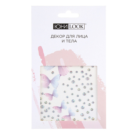 Наклейки и стразы для лица и тела тм ЮНИLOOK ,8х12 см, акрил, полиэстер, 3 дизайна,  ВЗ24-44