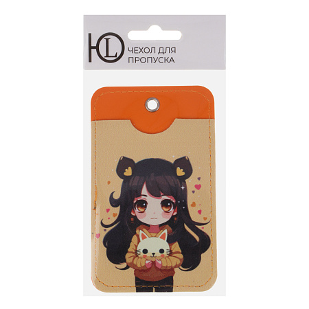 Чехол для пропуска тм ЮL двусторонний с кольцом и карабином, ПВХ, металл, 11х6,7см, 6 дизайнов