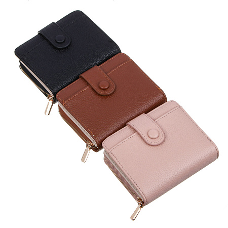 ЮL Ореана Кошелек для карт, купюр и монет с застежкой на кнопке, полиуретан, 11,5х9,5х2,5 см, 3 цвета, КЖ24-03