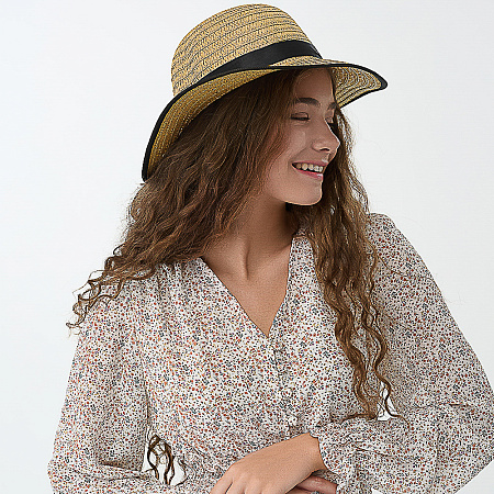 GALANTE Шляпка женская с контрастной окантовкой, р-р 56, 100% целлюлоза, 3 цвета