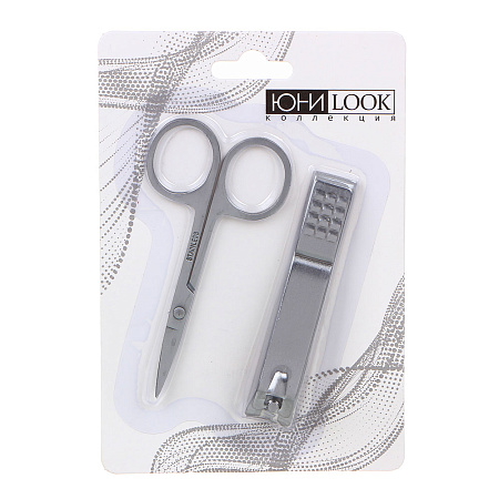 ЮНИLOOK Набор маникюрный 2 предмета: ножницы 8,8см, книпсер 8см, сталь