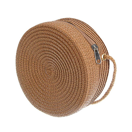 Сумка плетенная круглая на длинном ремне, тм ЮL, 16x5,5см, папирус, полиэстер, 3 цвета
