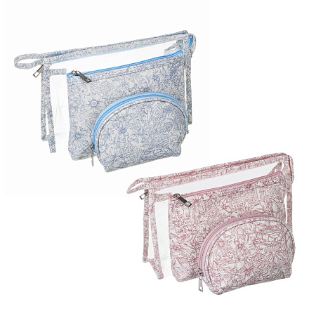 ЮL Косметички в наборе 3 шт Флора, ПВХ, ПЭ, 25х16х8см/20х14х3см/15х10х6см, 2 цвета