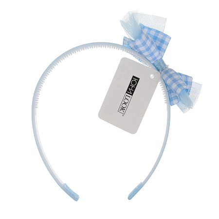 ЮНИLOOK Ободок для волос с бантом, пластик, полиэстер, 1см, 6 цветов, ACS-02