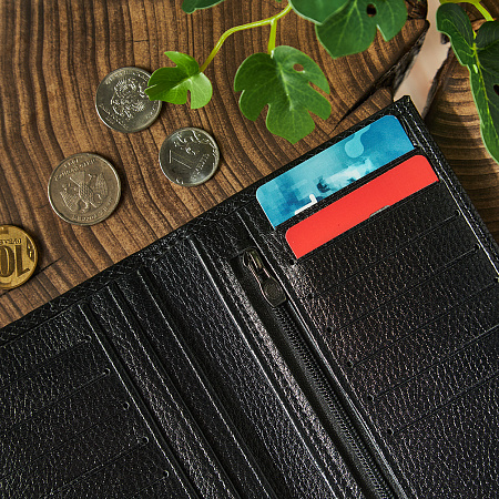 ЮL Портмоне мужское, ПУ, 18,5х9,5х1,5см, черный, ПМ20-02