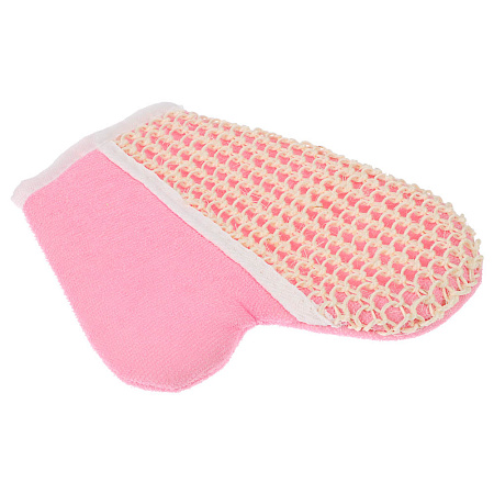 ЮL Мочалка варежка банная, сизаль, полиэстер, поролон, 21,5х18см, 3 цвета, МЭ24-02