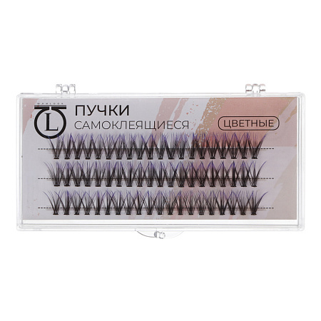 Пучки самоклеящиеся цветные 60 шт тм ЮНИLOOK, синтетика, 12мм, объем 20D, изгиб C, 6 цветов