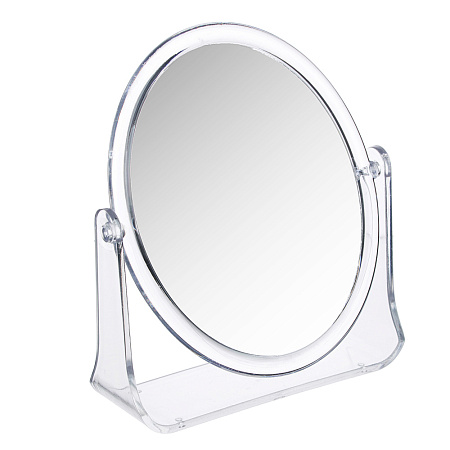 ЮНИLOOK Зеркало настольное овальное, пластик, стекло, 15х18см, прозрачный