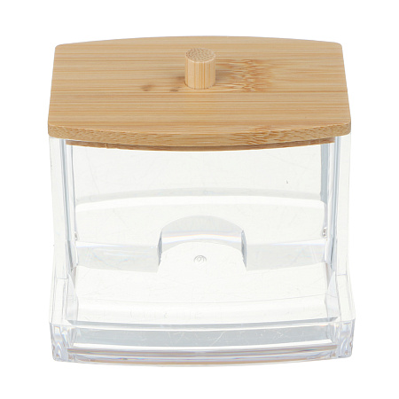 Органайзер для ватных палочек с бамбуковой крышкой ЮНИLOOK, PS, бамбук,  9х7,9х7см,  ВЗ24-28