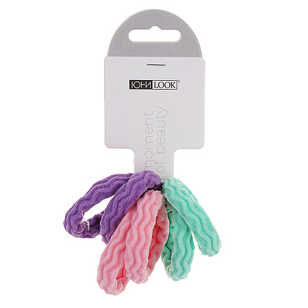 Резинки для волос ЮНИLOOK, 6шт, d4,5см, нейлон, 4 микса цветов, ACS-54
