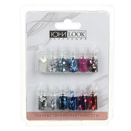 ЮНИLOOK Декор для дизайна ногтей в баночках "Фигурки", 12шт, микс дизайнов
