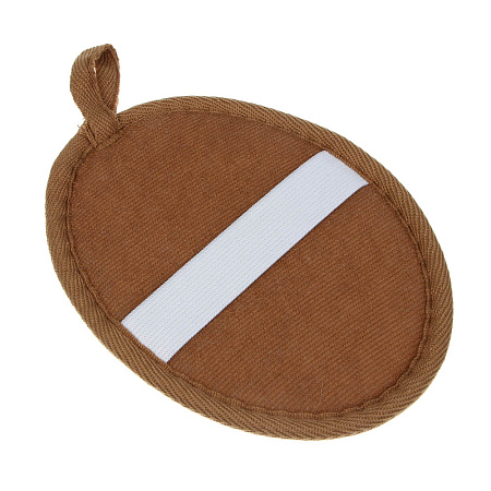 ЮL Мочалка спонж банная овальная на резинке с подвесом, рами, хлопок, поролон, 17х13 см, 3 цвета, МЭ24-03