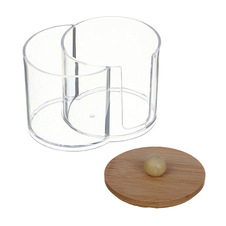 ЮНИLOOK Органайзер двойной с бамбуковой крышкой, 13,5х7,6х10,2см, PS, бамбук, ВЗ24-29