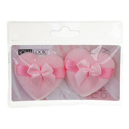 ЮНИLOOK Спонж-пуховка в виде сердца, 2 шт, полиэстер, ППУ, 4,5х4,7см, 3 цвета