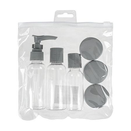 Набор для косметики дорожный 6 предметов (2 шт–50мл,1 шт–30мл, 3 шт–10гр) тм ЮНИLOOK, пластик, 2 цв.