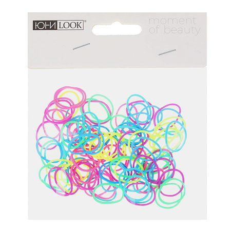 Резинки для волос ЮНИLOOK 95-100шт, d1,5см, силикон, 4 цвета, ACS-59