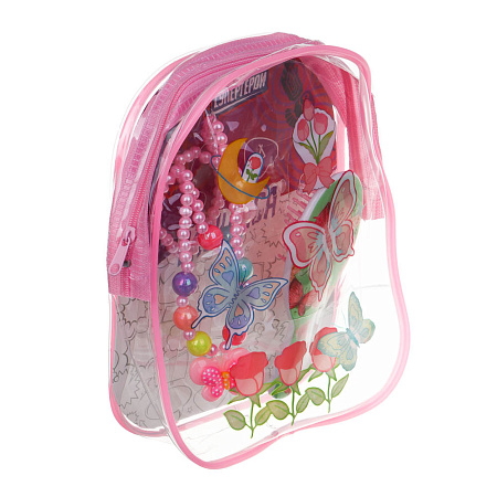 BY Русские супергерои Набор детской бижутерии в рюкзаке 19х14х5см: бусы, браслет, расческа, 3 диз.