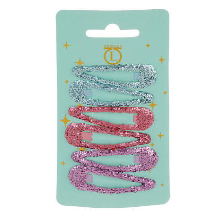 Заколки клик-клак с блестящим покрытием детские ЮНИLOOK, 5 см, металл, 6 штук, 2 сочетания цветов