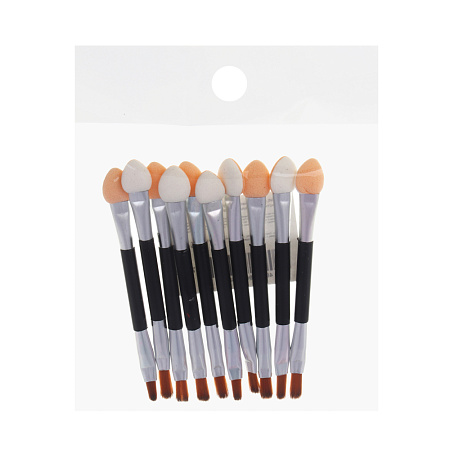 Аппликатор двухсторонний со спонжем и кистью 10 шт тм ЮНИLOOK , пластик, латекс, ворс нейлон, 7,5см