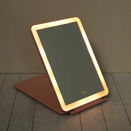 Зеркало с LED подсветкой настольное тм ЮНИLOOK Светозар, полипропилен, стекло, 19,8х13,5см, 2 цвета