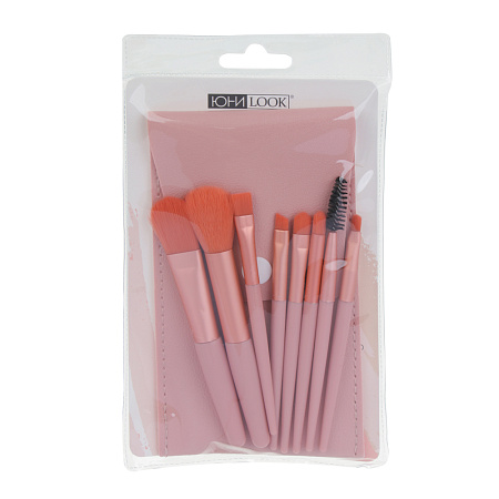 Кисти для визажа 8 шт тм ЮНИLOOK ,пластик, металл, иск.ворс, ПУ, 10,5-12 см, 3 цвета