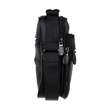 Сумка планшет ЮL Драйв мужская на длинном ремне, 4 отделения, нат.кожа, ПУ, 18х14х8см, черный, МП-23