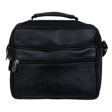 Сумка ЮL Драйв мужская на длинном ремне, 4 отделения, нат.кожа, ПУ, 22х18х8,5см, черный, КЖ24-71